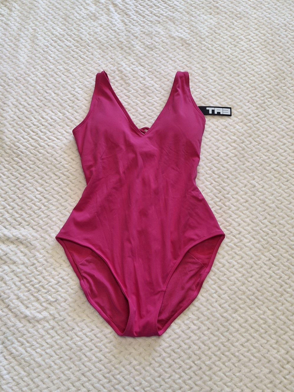 NWT TA3 Pink Plungey Body Sculpting One-Piece Swimsuit Large with Short Torso